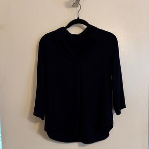Uniqlo Navy Blue Rayon 3/4 Sleeve Women's Top